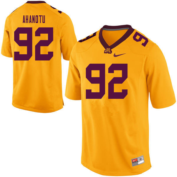 Men #92 Mayan Ahanotu Minnesota Golden Gophers College Football Jerseys Sale-Yellow - Click Image to Close